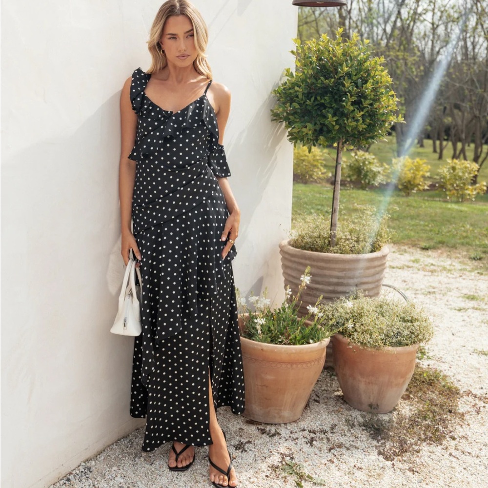 Petal & Pup Black Polka Dot Maxi Dress